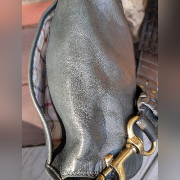 Vintage Coach Bleeker Large Flap Tattersall Satchel Bag Purse Bottle Green 11419 - Picture 8 of 16